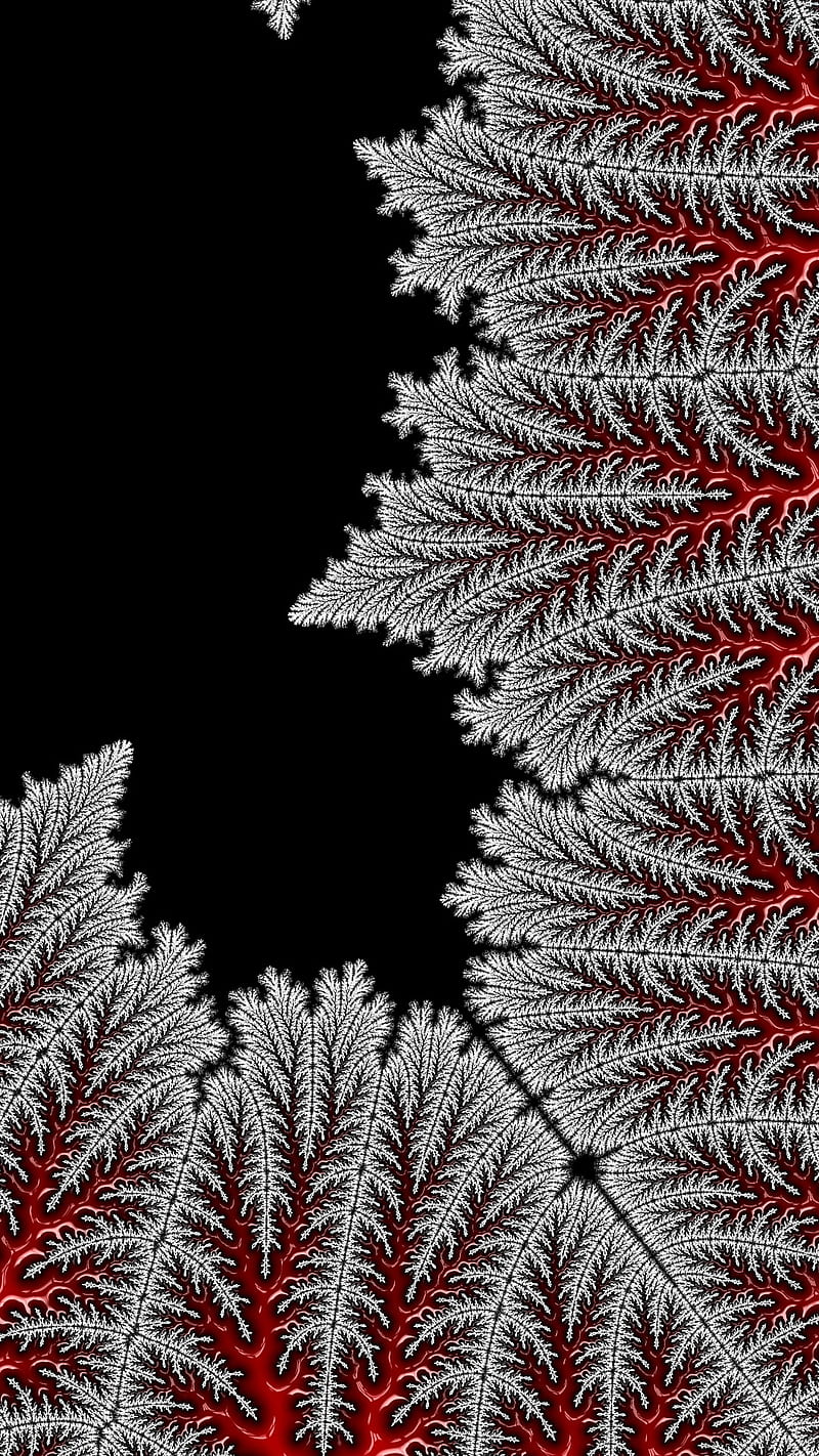Red and White, abstract, complex, fractal, math, HD phone wallpaper