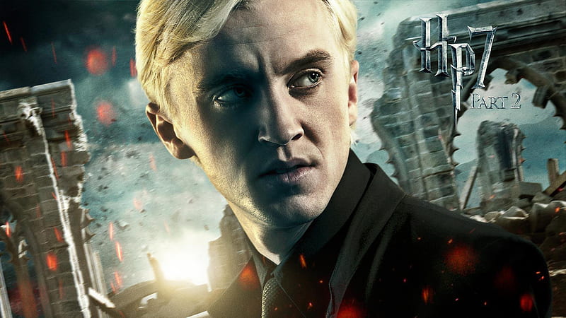 Draco Malfoy Is Facing One Side In Broken Building Background Wearing Black Dress Draco Malfoy, HD wallpaper