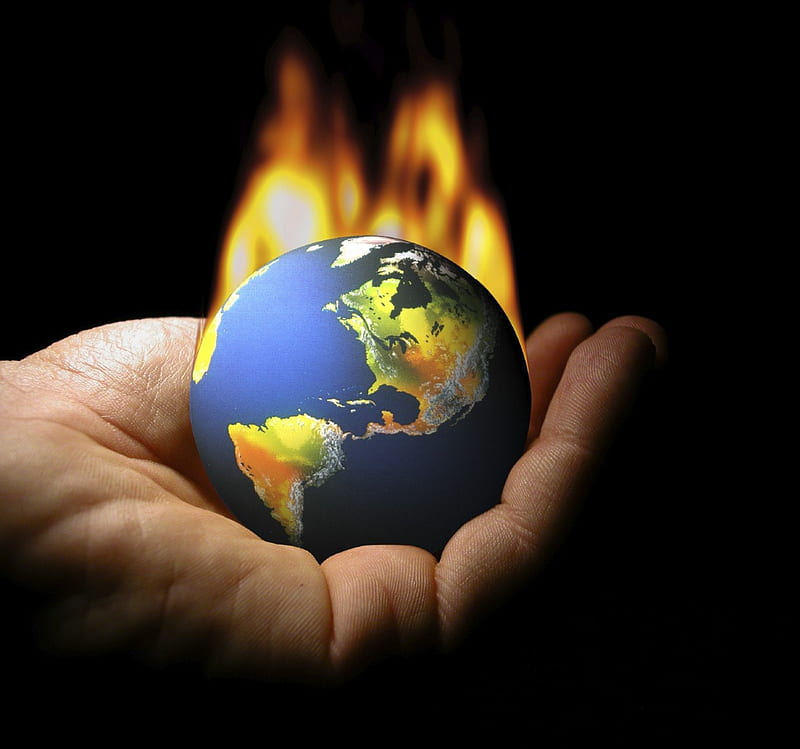 Global Warming, fiery earth, earth on fire, climate change, HD wallpaper