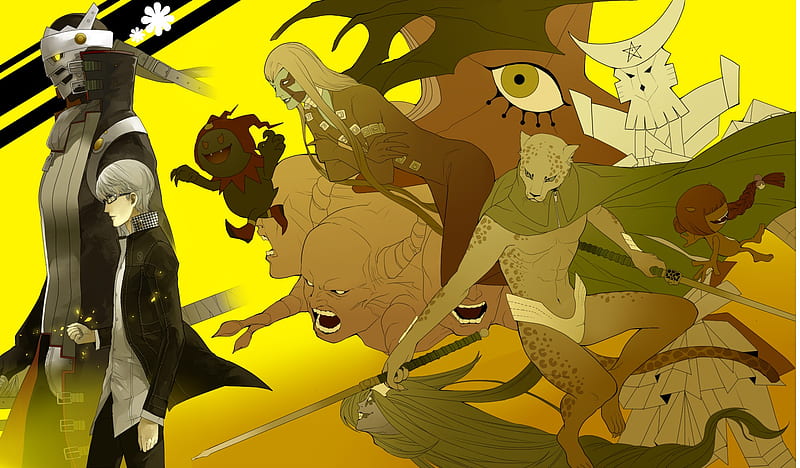 Persona 4, seta souji, legion, video game, yellow, loki, black frost, person, shin megami tensei, izanagi, HD wallpaper