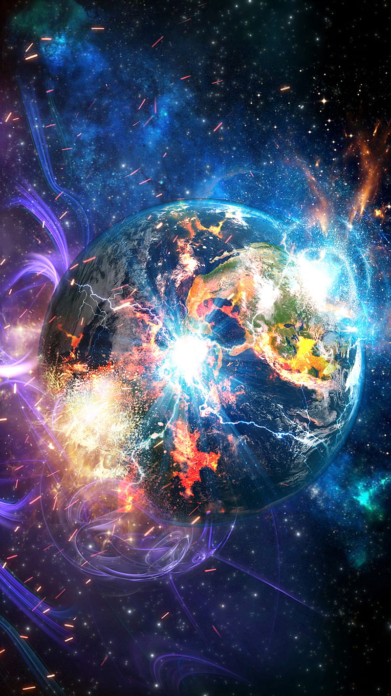 Planet Flashes , space, energy, plasma, shine, universe, HD phone wallpaper