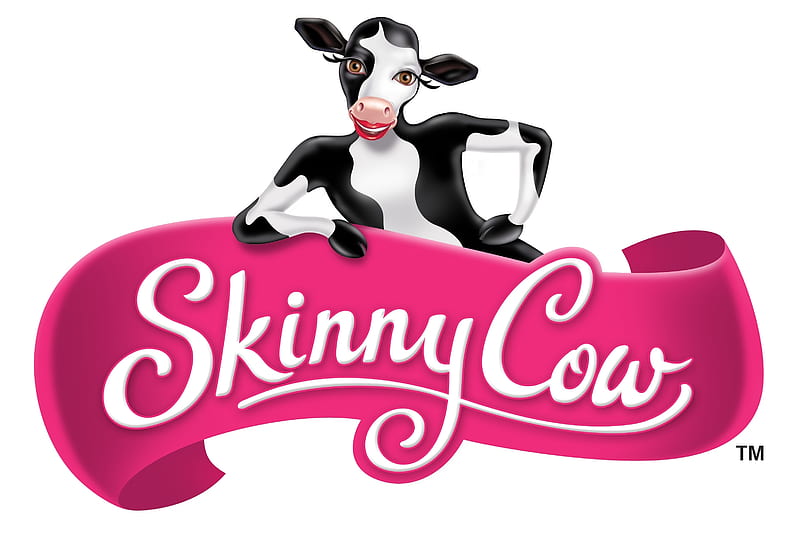 Skinny Cow, cow, ice cream, black, add, logo, vaca, funny, commercial, white, pink, HD wallpaper