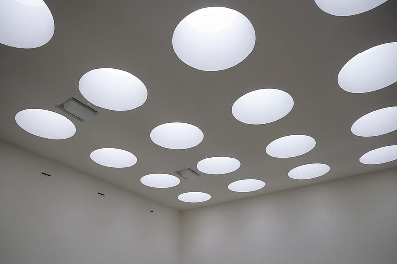 White Round Ceiling Lamp Turned Off, HD wallpaper