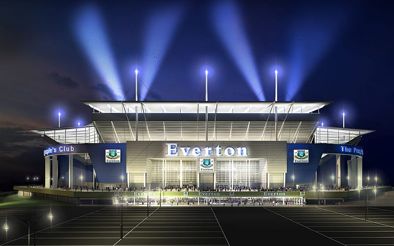 Goodison Park, night, Everton stadium, english stadiums, Everton FC, football stadium, Liverpool, England, United Kingdom, HD wallpaper