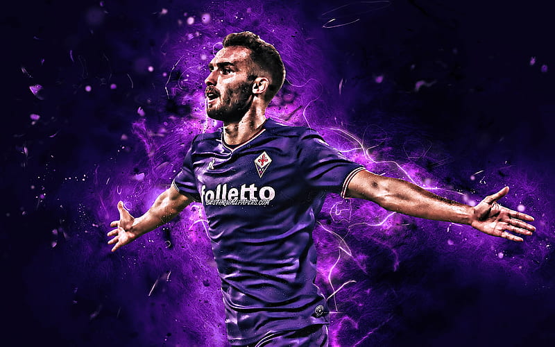 German Pezzella, Argentinean footballers, Fiorentina FC, goal, soccer, Serie A, German Alejo Pezzella, football, neon lights, Italy, abstract art, HD wallpaper
