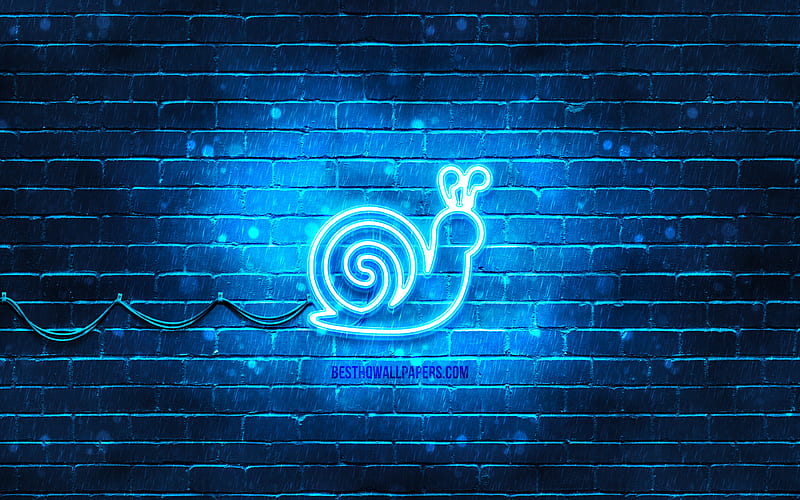 Snail neon icon blue background, neon symbols, Snail, creative, neon icons, Snail sign, animals signs, Snail icon, animals icons, HD wallpaper