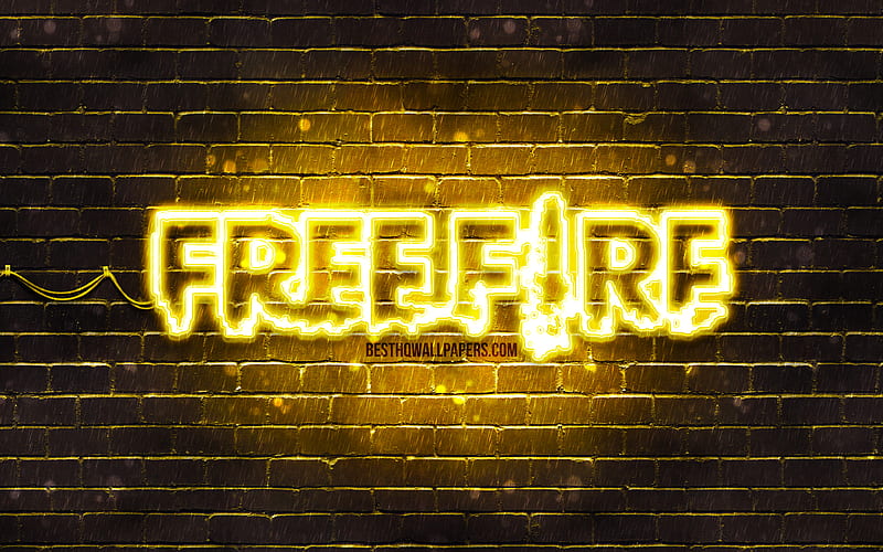 Garena Fire yellow logo yellow brickwall, Fire logo, 2020 games, Fire, Garena Fire logo, Fire Battlegrounds, Garena Fire, HD wallpaper
