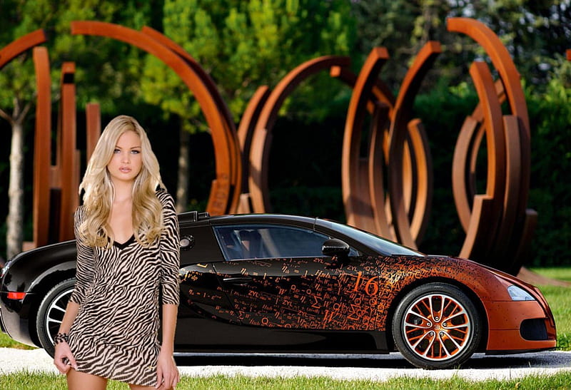 Franziska Facella/2012 Bugatti Veyron, Sports car, Model, Blond, Butatti, HD wallpaper