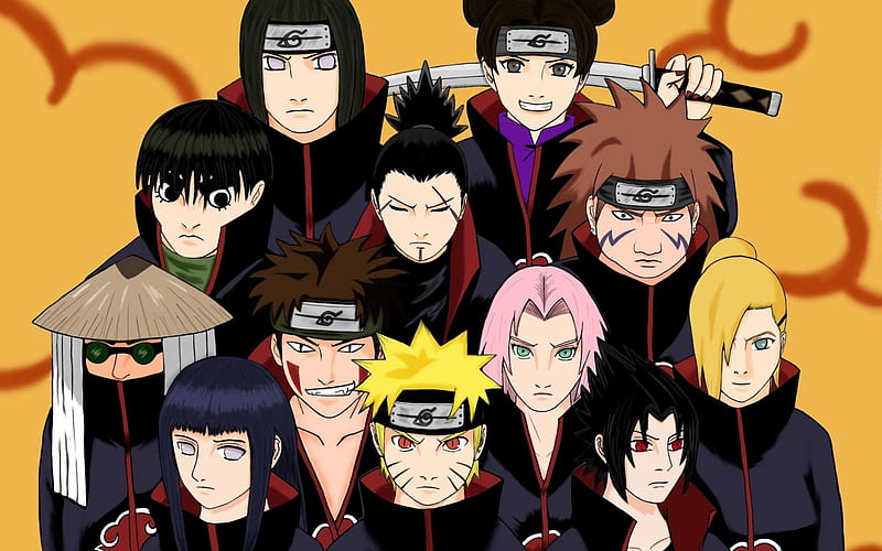 Naruto, japonese manga, characters, Kiba, Choji, Akatsuki, Ino, RockLee, Hinata, HD wallpaper