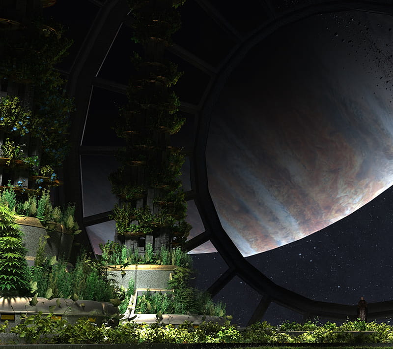 Garden, alien, earth, flower, green, spaceship, HD wallpaper