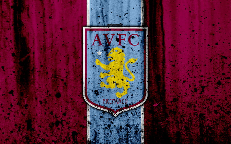 FC Aston Villa, grunge, EFL Championship, art, soccer, football club, England, Aston Villa, logo, stone texture, Aston Villa FC, HD wallpaper