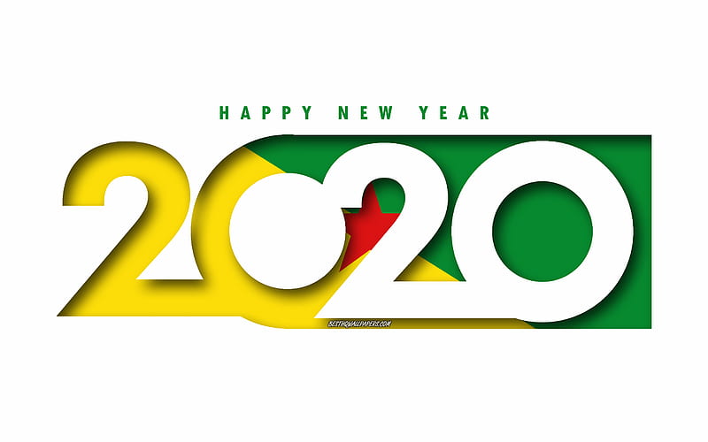 French Guiana 2020, Flag of French Guiana, white background, Happy New Year French Guiana, 3d art, 2020 concepts, French Guiana flag, 2020 New Year, 2020 French Guiana flag, HD wallpaper