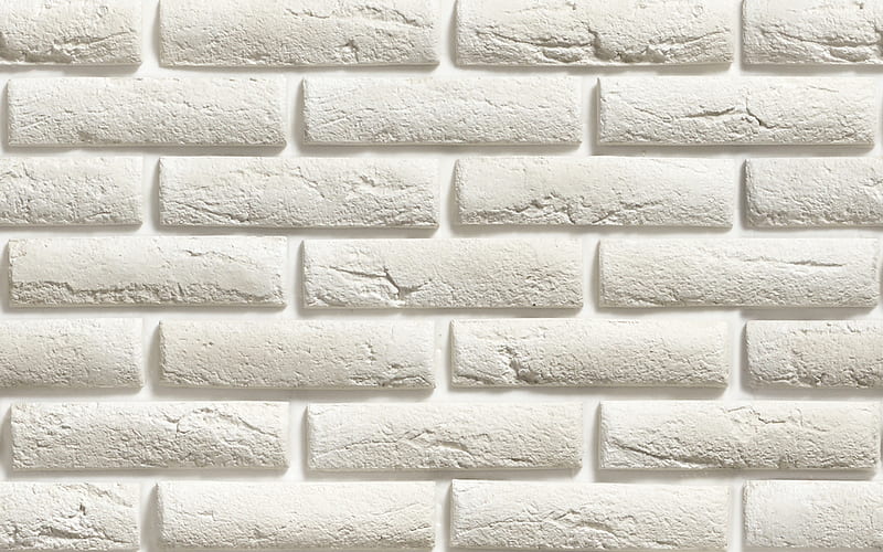 white bricks wall, stone white texture, background with bricks, white bricks, HD wallpaper