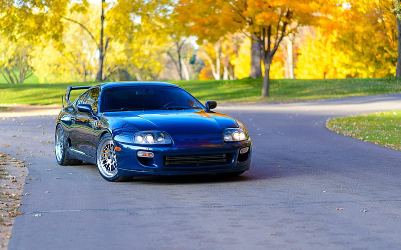 Toyota Supra, Japanese sports car, sports coupe, Japanese cars, tuning, Blue Supra, Toyota, HD wallpaper