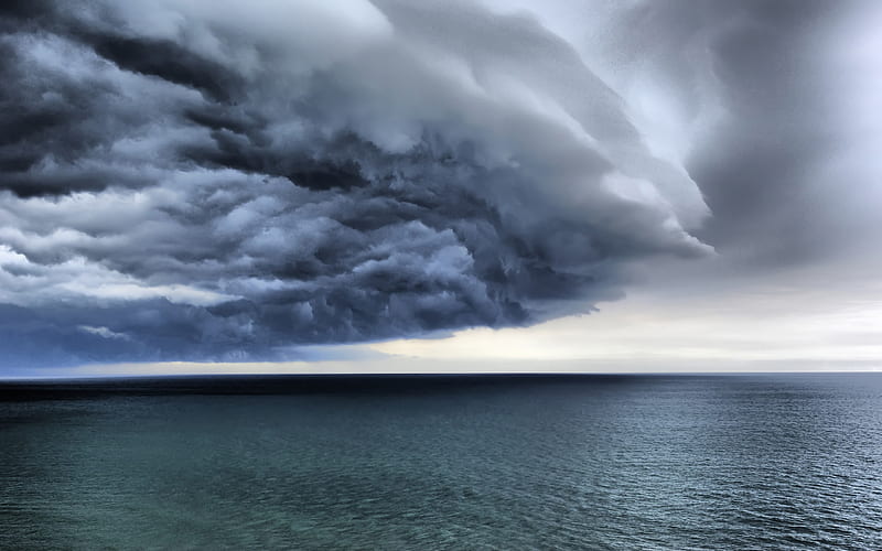 Storm Approaching, calm, ocean, nature, clouds, storm, HD wallpaper