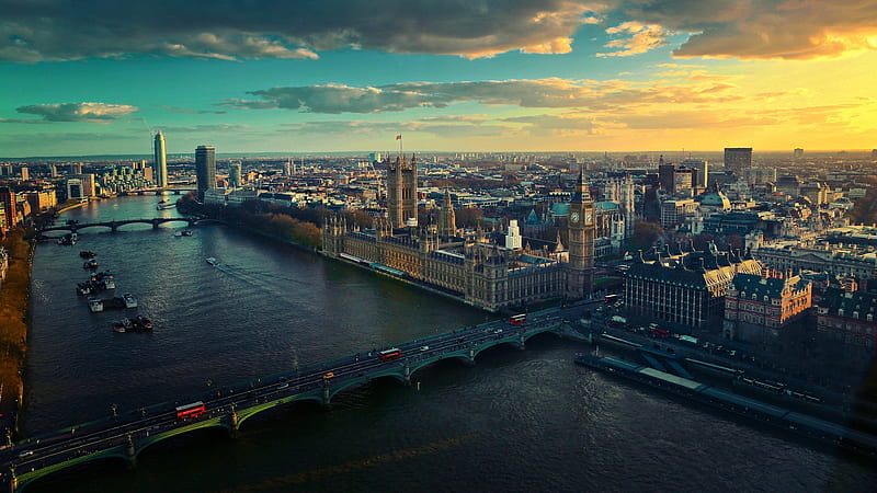 London Westminster, sunset, England, UK, HD wallpaper