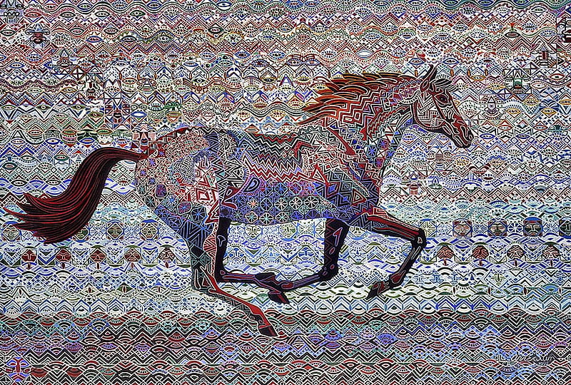 Cuaco Quilt, pattern, art, equine, desenho, quilt, bonito, horse, illustration, artwork, texture, painting, wide screen, computer graphics, HD wallpaper