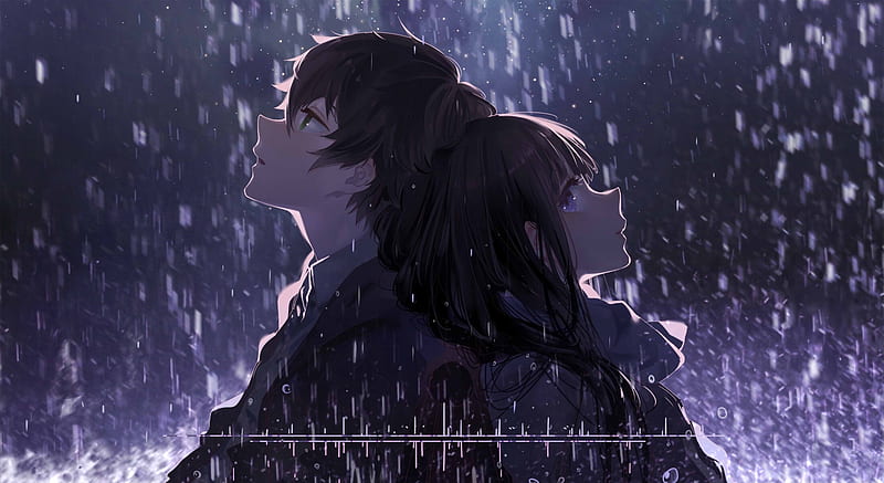 oreki houtarou, chitanda eru, anime couple, profile view, romance, hyouka, Anime, HD wallpaper