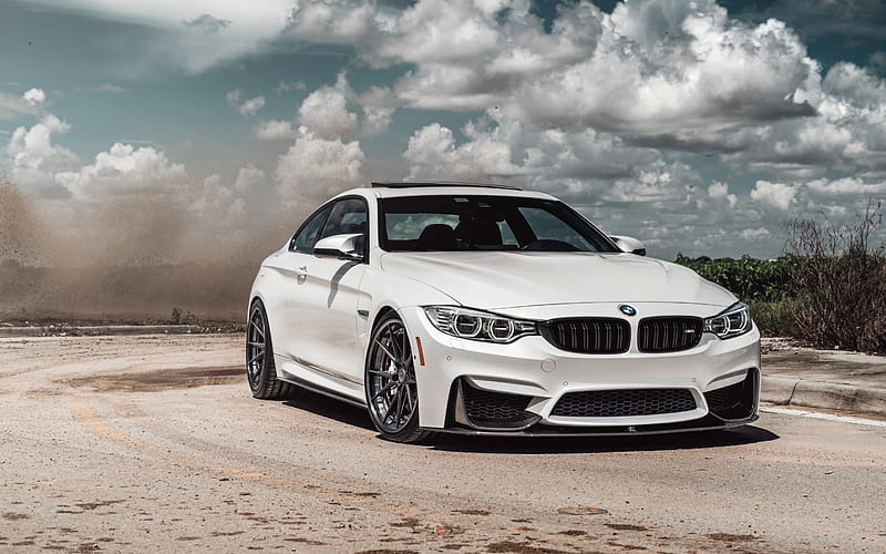BMW M4 GTS, 2018, F82, front view, luxury sports coupe, white m4, tuning F82, German cars, BMW, HD wallpaper