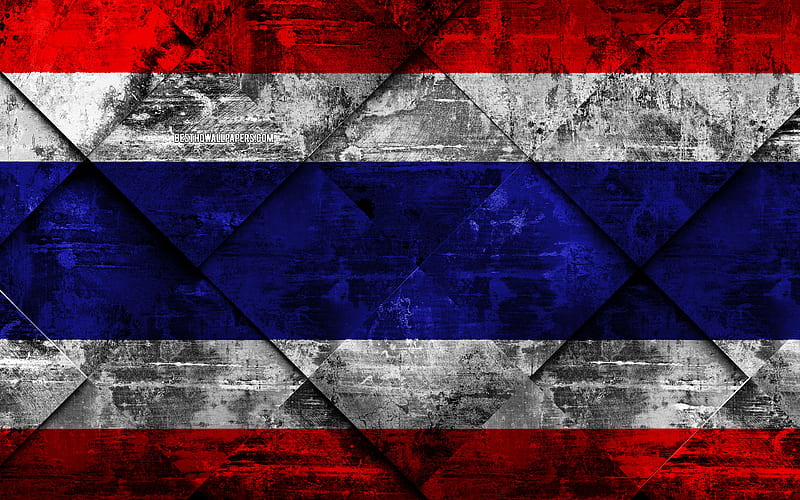 Flag of Thailand grunge art, rhombus grunge texture, Thailand flag, Asia,  national symbols, HD wallpaper | Peakpx