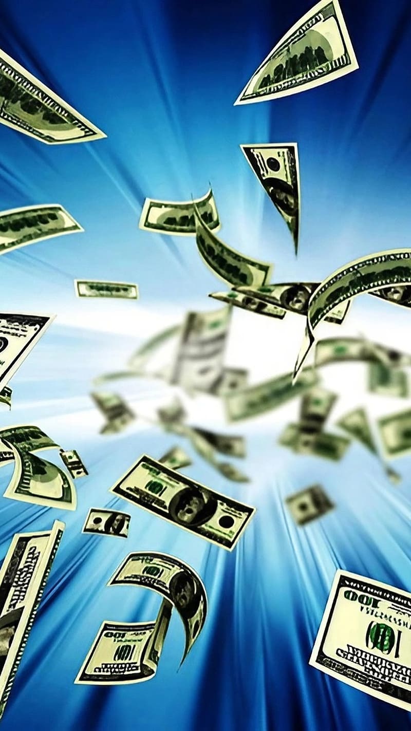 Money Attract, Us Dollars, Blue Background, HD phone wallpaper