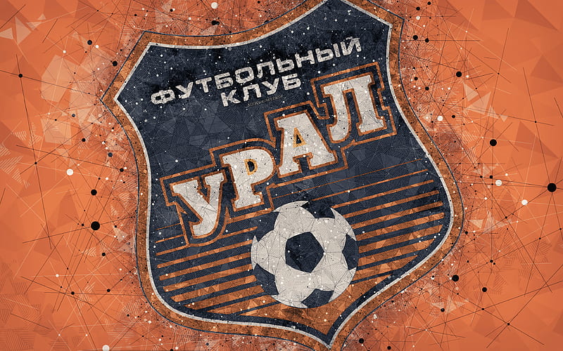 Ural FC Russian Premier League, creative logo, geometric art, emblem, Russia, football, Ural, orange abstract background, FC Ural, HD wallpaper