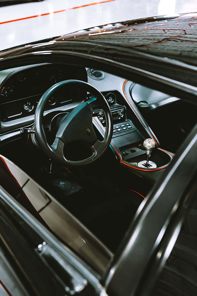car, black, salon, interior, steering wheel, HD phone wallpaper