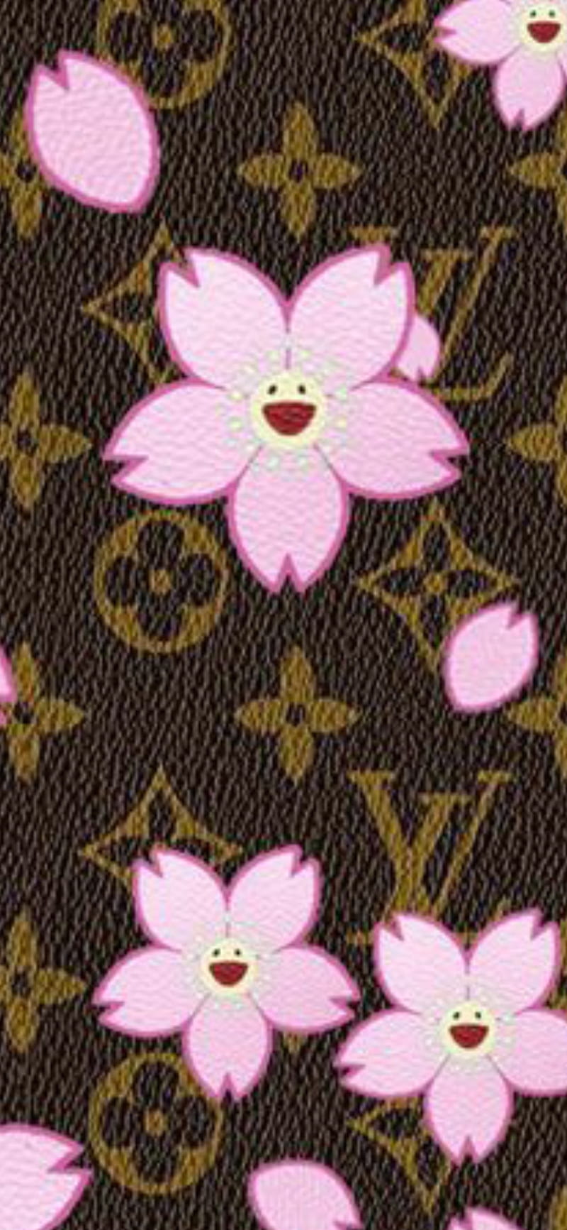 LV, flowers, pattern, HD phone wallpaper