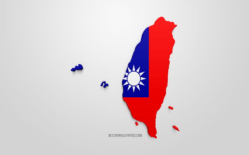 3d flag of Taiwan, map silhouette of Taiwan, 3d art, Taiwan flag, Europe, Taiwan, geography, Taiwan 3d silhouette, HD wallpaper