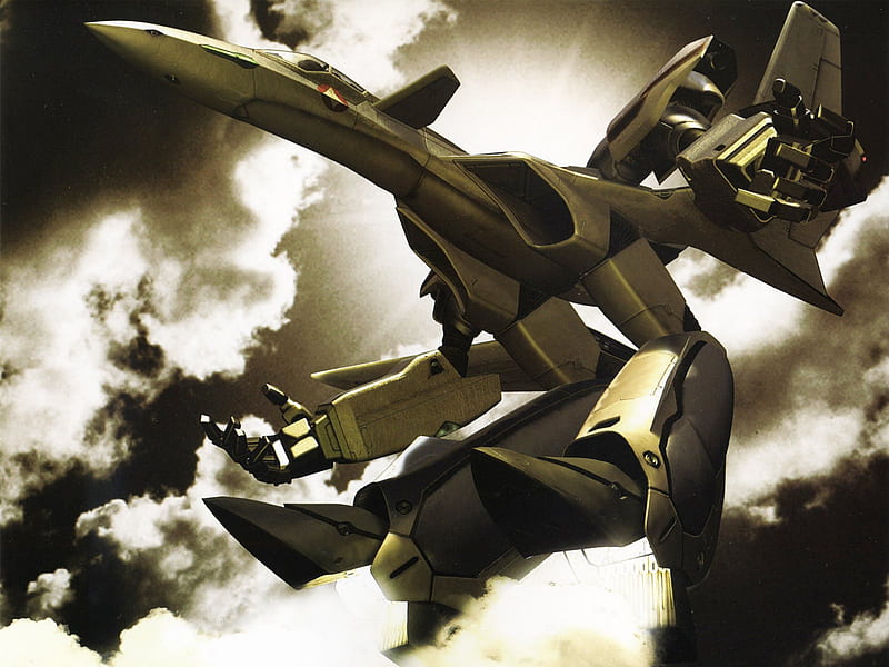 YF-19, Anime, Robot, Anime Mecha, Macross Plus, Macross, Fighter Jet,  Clouds, HD wallpaper | Peakpx