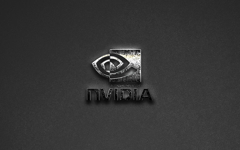 Nvidia logo, metal logo with rust, emblem, creative art, gray background, Nvidia, HD wallpaper