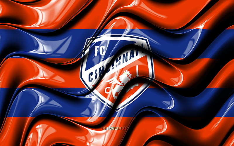FC Cincinnati flag orange and blue 3D waves, MLS, american soccer team, football, FC Cincinnati logo, soccer, Cincinnati FC, HD wallpaper