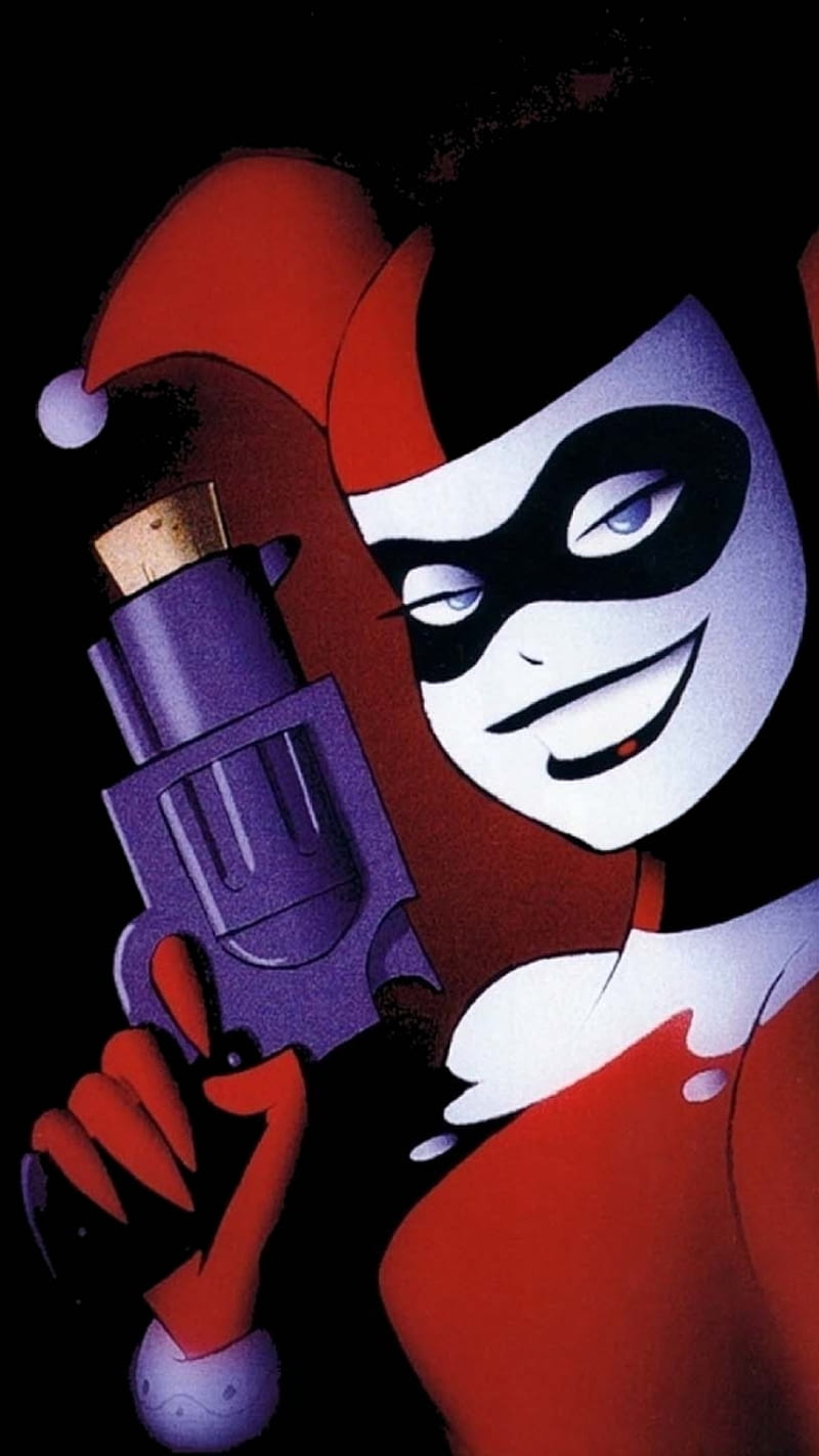 Harley Quinn, batman, black, comic, comics, crazy, dc, evil, gun, haha,  harley, HD phone wallpaper | Peakpx