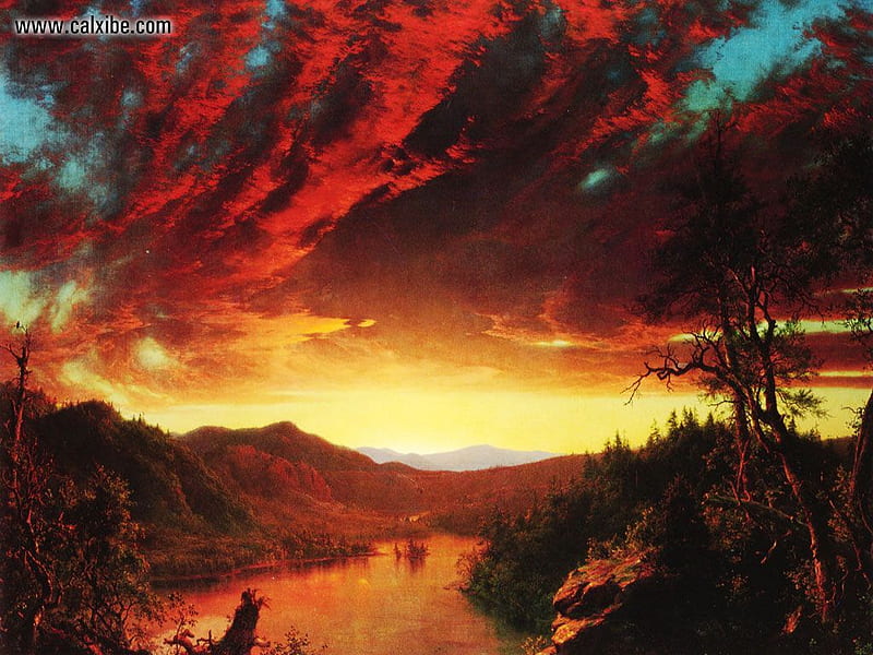 Twilight in the Wilderness, mountain, beauty, river, twilight, HD wallpaper