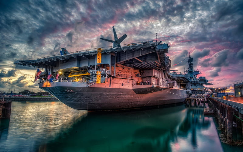 midway aircraft carrier museum in san diego r, museum, military, carrier, r, harbor, vintage, HD wallpaper