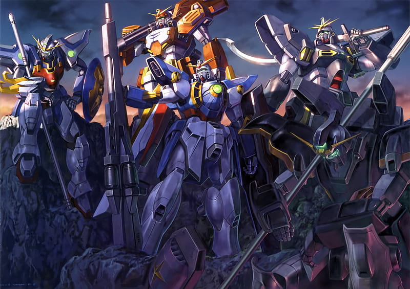 Together, mecha, anime, Heavyarms, Gundam Wing, Deathsycthe, Sandrock, HD wallpaper