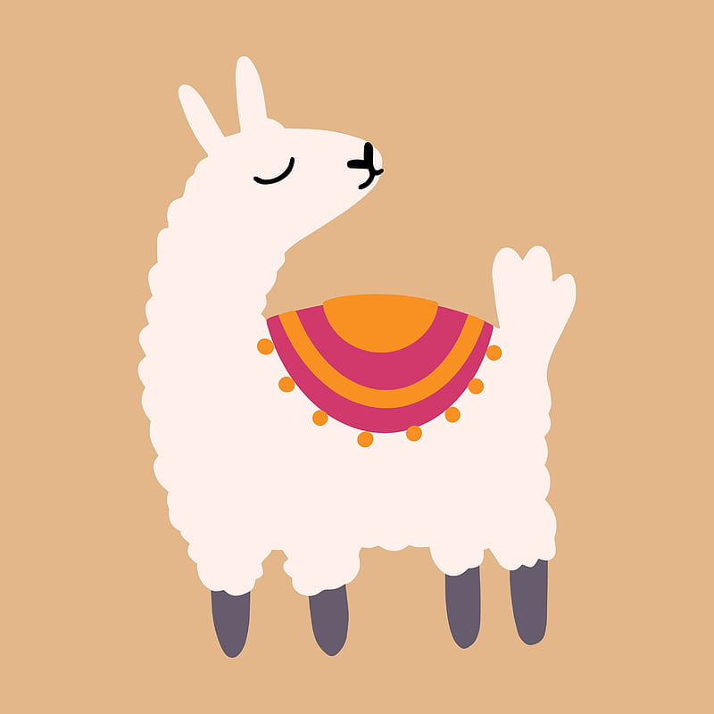 Vector cute lama in cartoon hand drawn childish style. Funny animal character for nursery, baby apparel, textile and product design, , wrapping paper, card, scrapbooking 6943536 Vector Art at Vecteezy, Cute Cartoon Llama, HD phone wallpaper