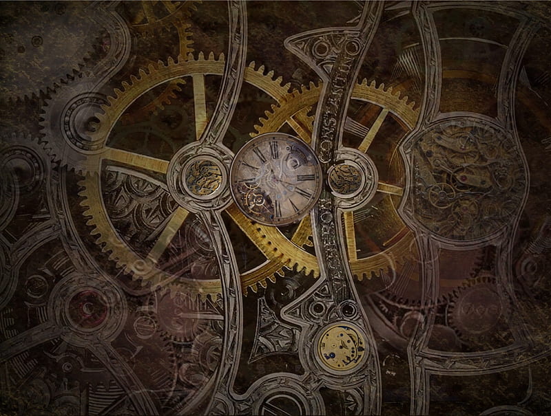 Clockwork, gears, steampunk, HD wallpaper