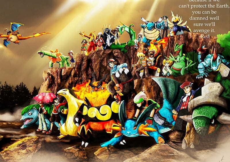 Pokemon Together, Fight, Starter Pokemon, Pokemon, Trainers, HD wallpaper
