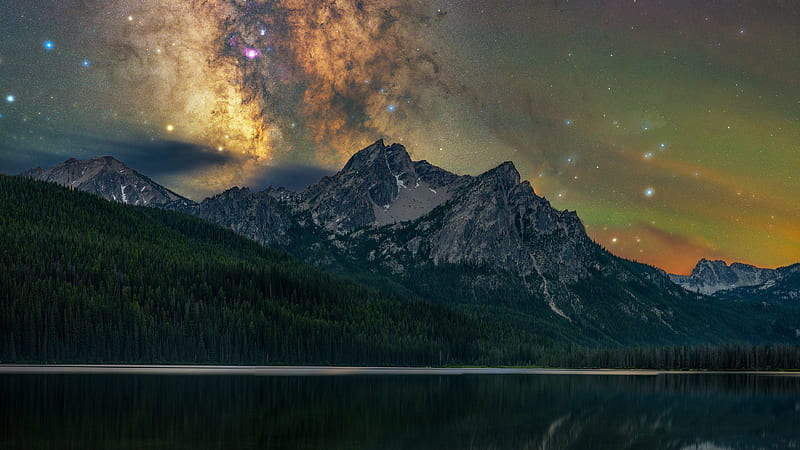 Lake And Mountain Under Milky Way Stars During Night Nature, HD wallpaper