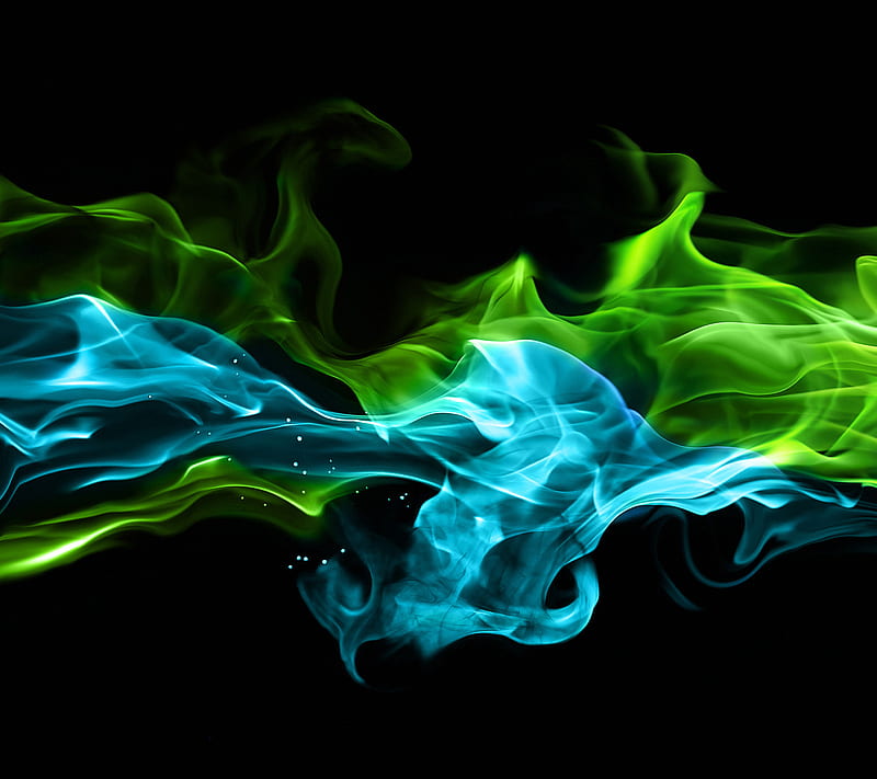 Flame, abstract, blue, fire, green, HD wallpaper