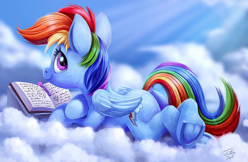 Cloud Reader, Rainbow, Sky, Cartoons, Art, Animals, HD wallpaper