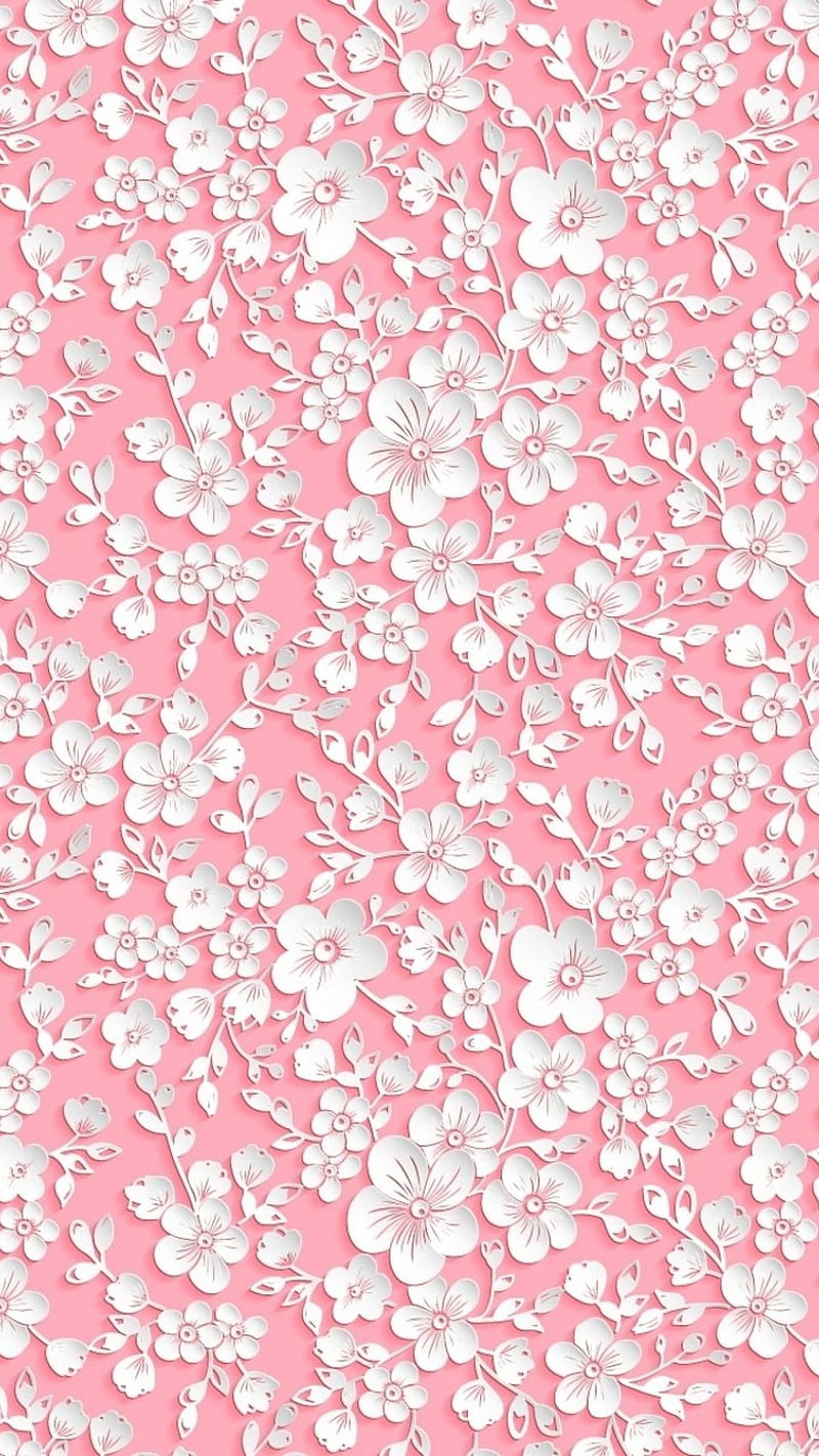 floral, cute, mushroom, mushrooms, pattern, pink, spring, HD phone wallpaper