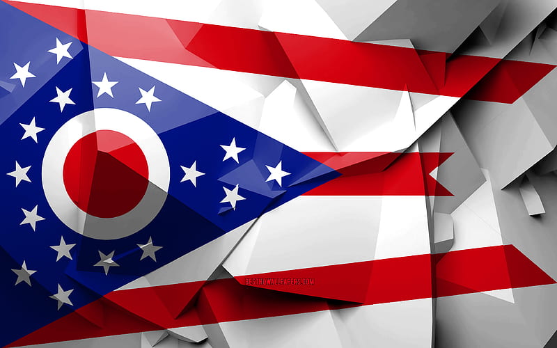 Flag of Ohio, geometric art, american states, Ohio flag, creative, Ohio, administrative districts, Ohio 3D flag, United States of America, North America, USA, HD wallpaper