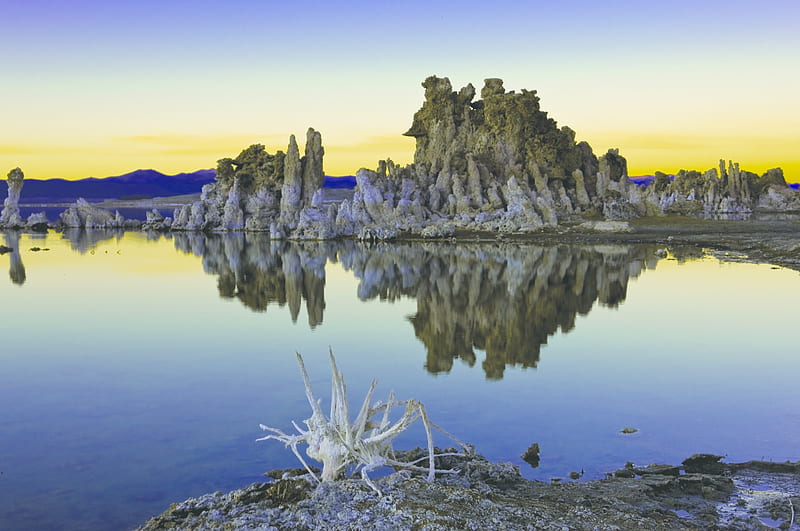 Mono Lake, California, rocks, water, usa, sierra, reflection, landscape, HD wallpaper
