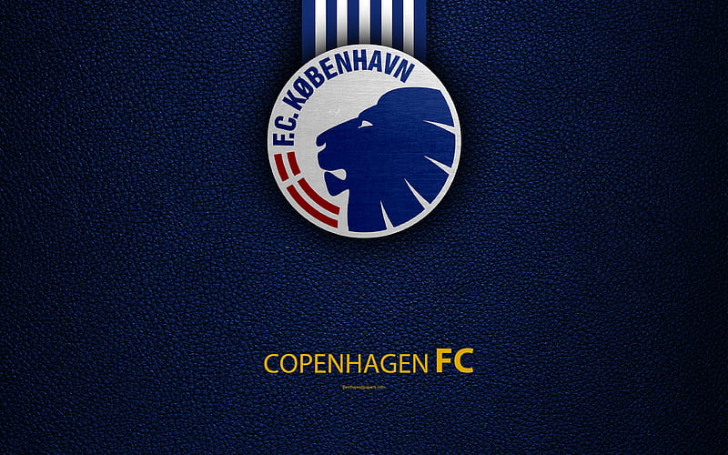 FC Copenhagen logo, leather texture, Danish football club, Superligaen, football, Danish Superleague, Copenhagen, Denmark, HD wallpaper