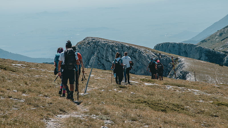 people hiking on mountain during daytime, HD wallpaper