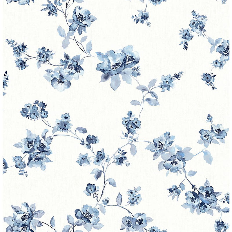 Chesapeake Cyrus Blue Floral Blue Sample 3115 24481SAM The Home Depot, Blue and White Floral, HD phone wallpaper