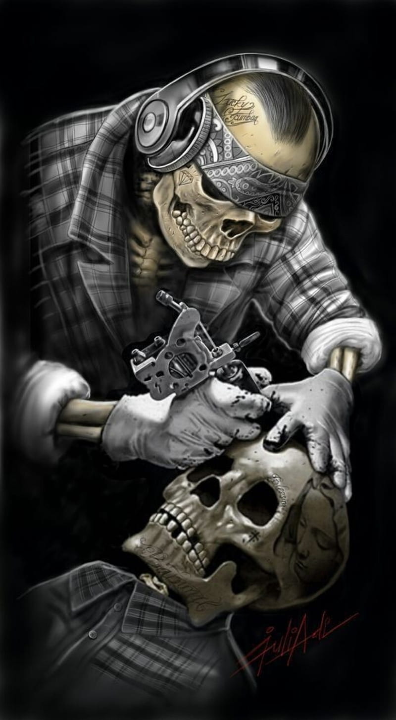 Grim reaper, skulls, tattooed, HD phone wallpaper