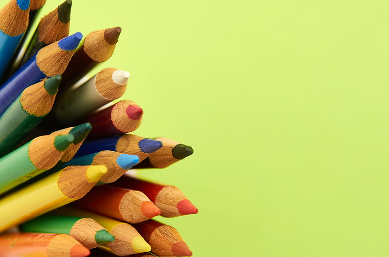pencils, colorful, wooden, macro, HD wallpaper